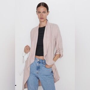 Zara Drape Open Blush Coat L